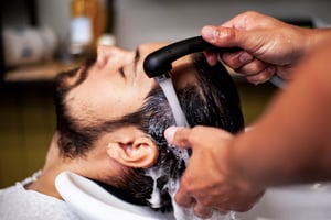 man getting hair spa