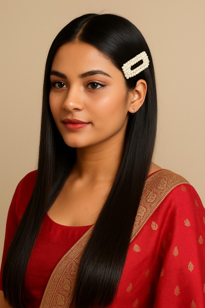 Sleek Straight Hair with Hair Accessories
