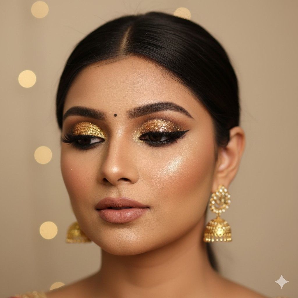 Classic Glitter Eyes garba make up
