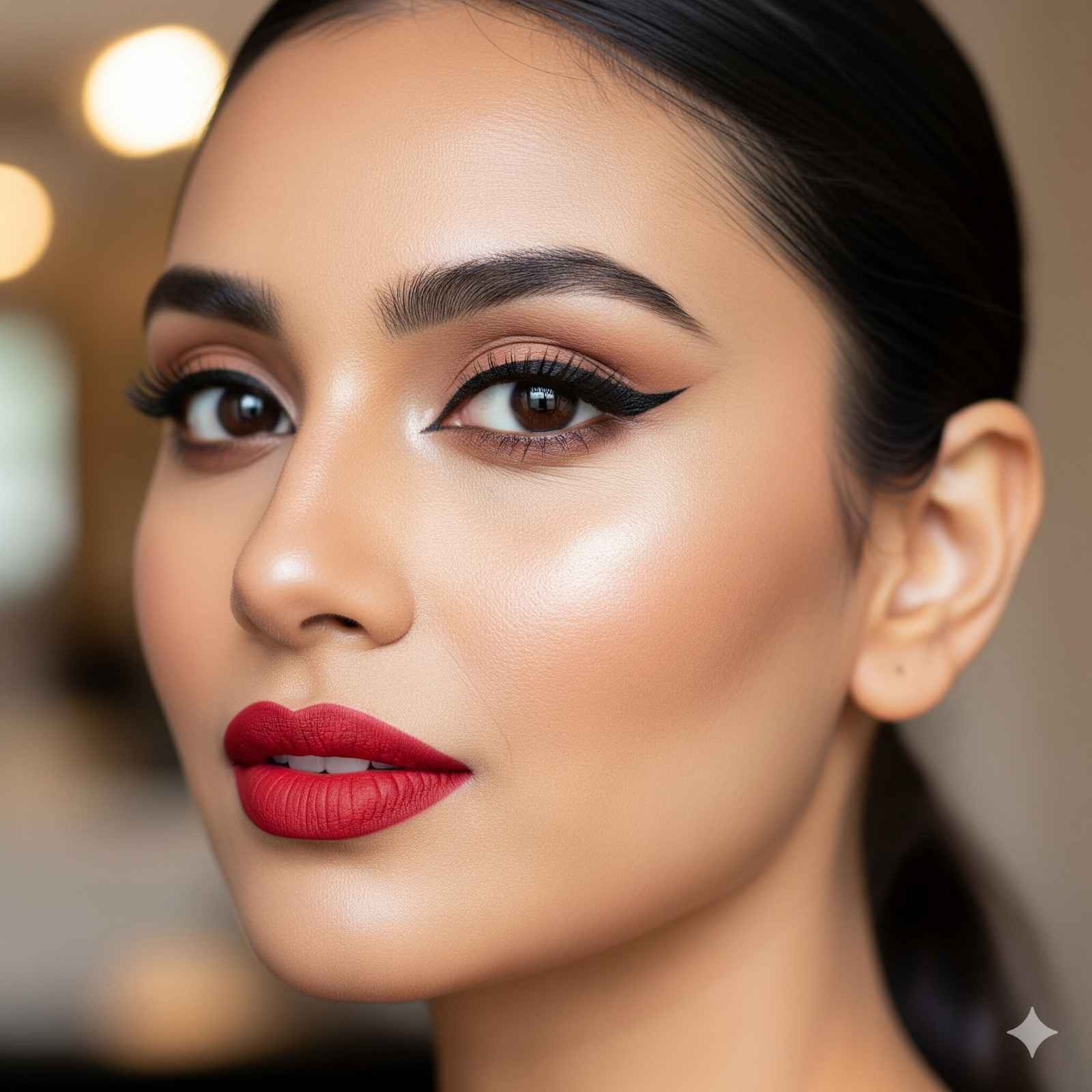 classic-red-lips-winged-eyeliner-karwa-chauth-makeu