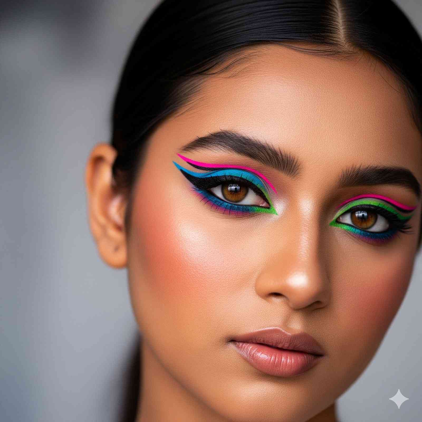 Colourful Eyeliner Flicks navratri makeup