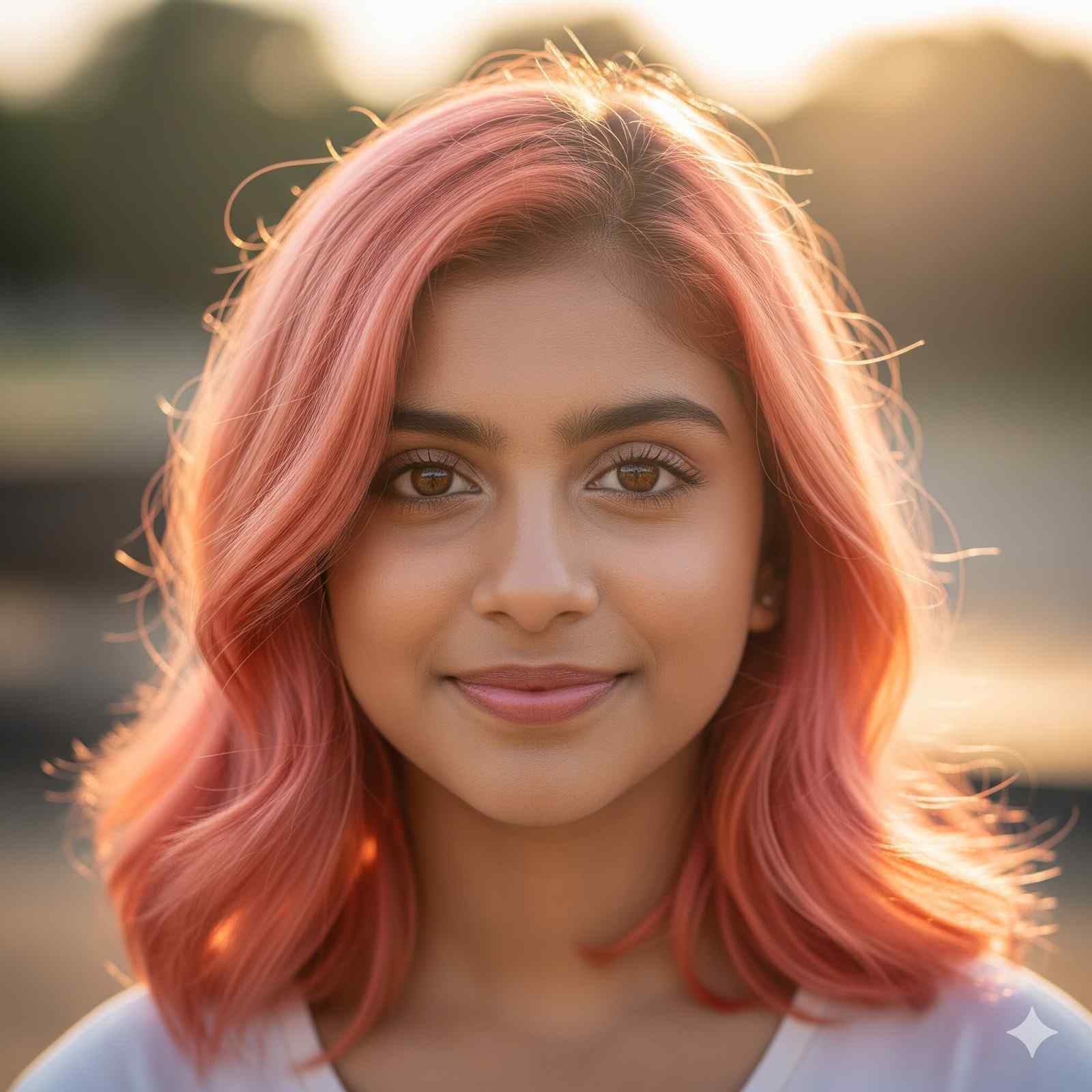 Women With Coral Pink Hair Colour