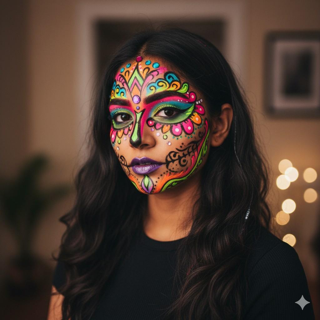 Women face painting Halloween Makeup