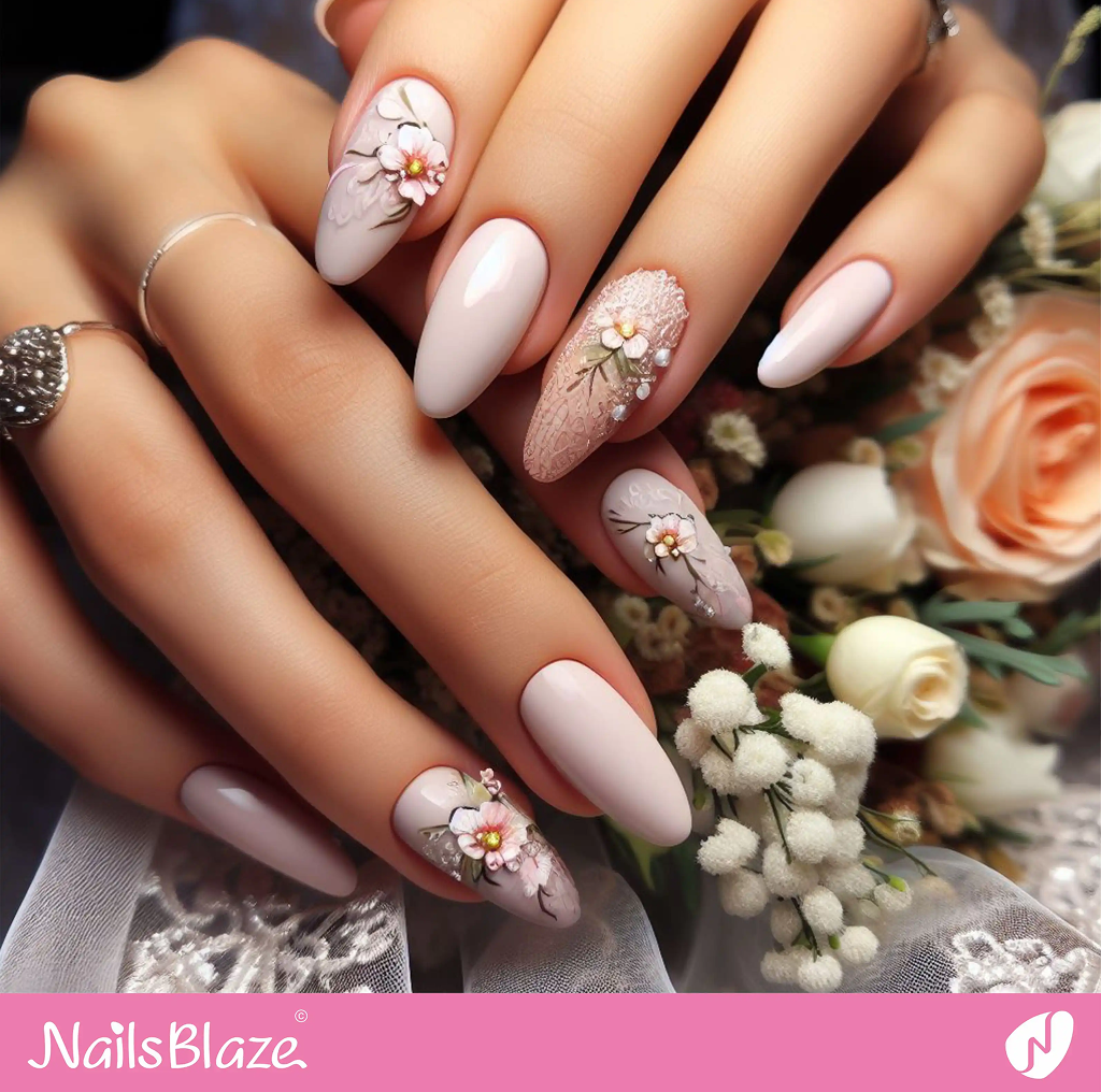 Spring Wedding Nail Art Idea