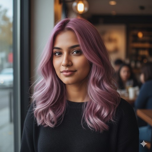 Women With Mauve Pink Hair Colour