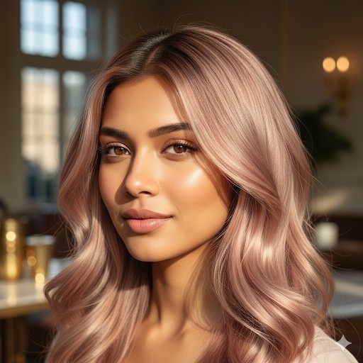 Women With Rose Gold Pink Hair Colour