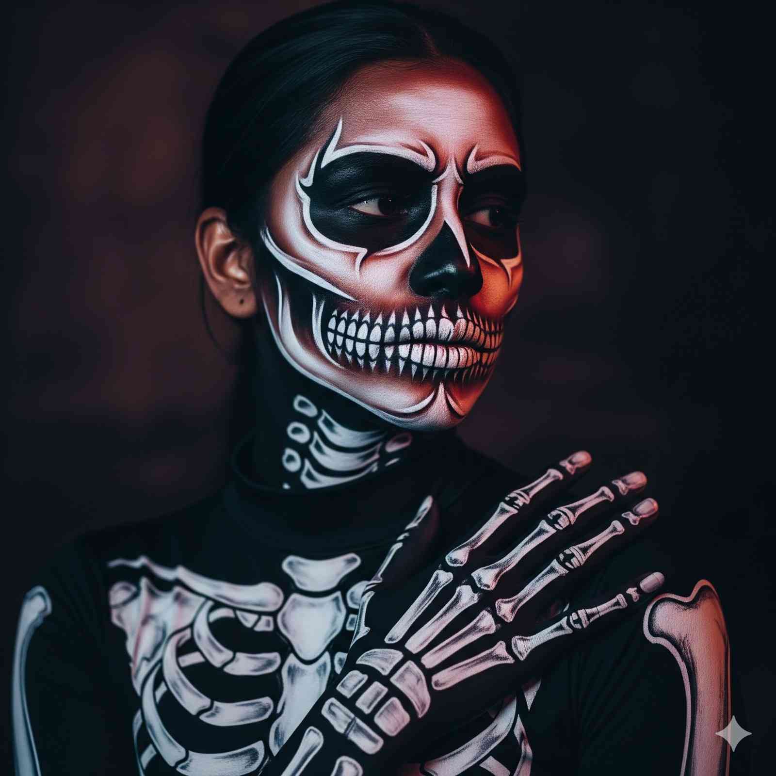 Women with Skeleton Halloween Makeup