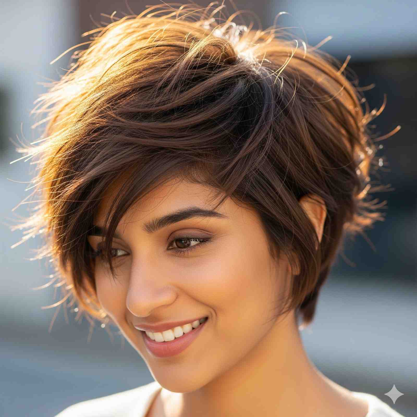 Textured Pixie layer cut for thin hair idea