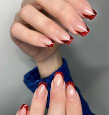 Glitter Red Tip Nails