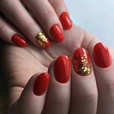 Foil Red & Gold Nail Design