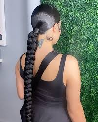 licked Back and Braided Low Ponytail