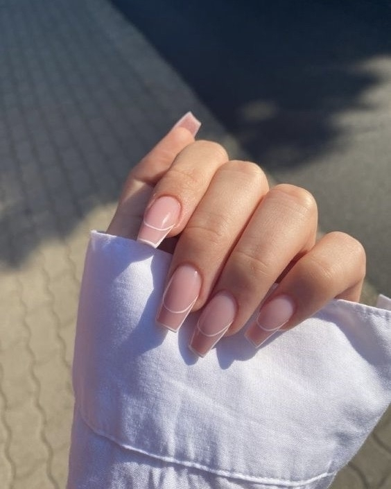 French Manicure with Lines