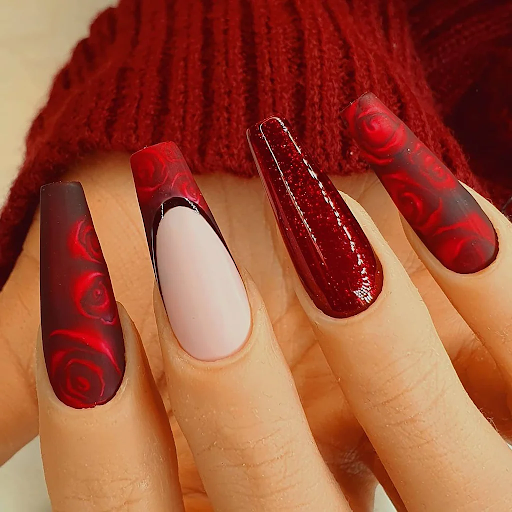 Red Roses Nail Art Idea
